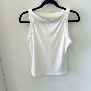 MOTF WHITE RIBBED HIGH NECK TANK